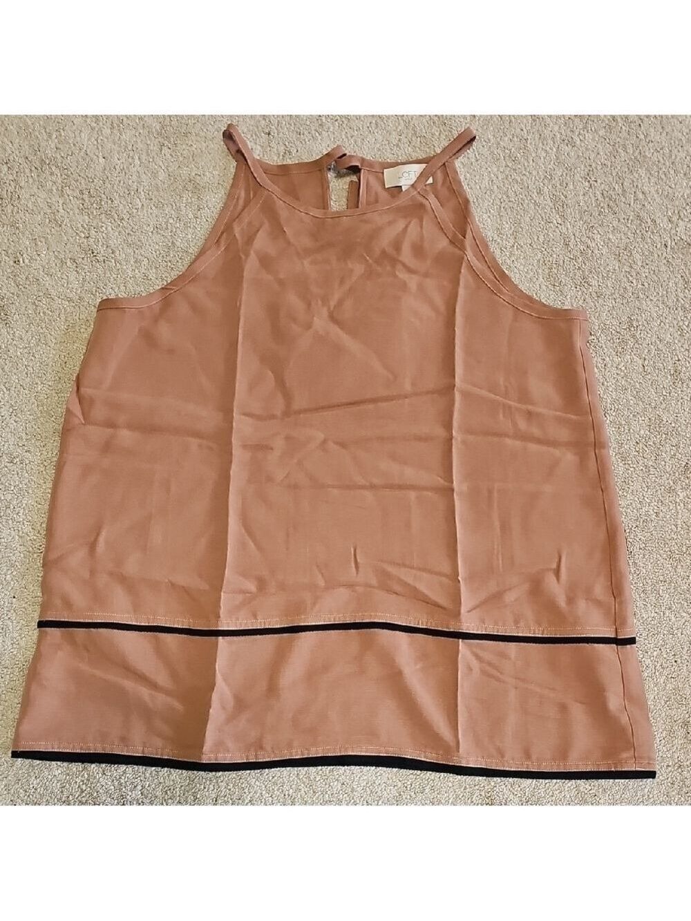LOFT Women's Tan Tank Top with Black Trim